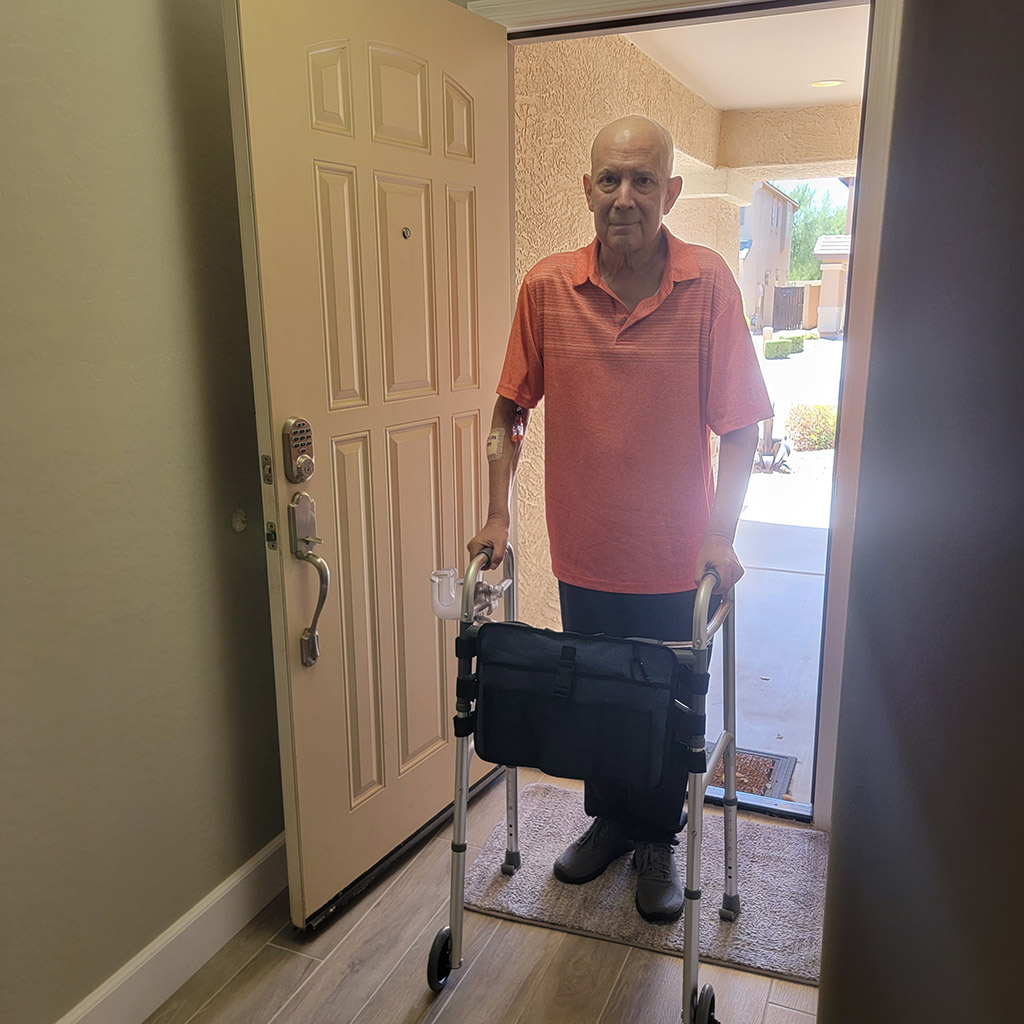 john story home dialysis John returning home after an in-clinic treatment session: “I was basically a zombie.”